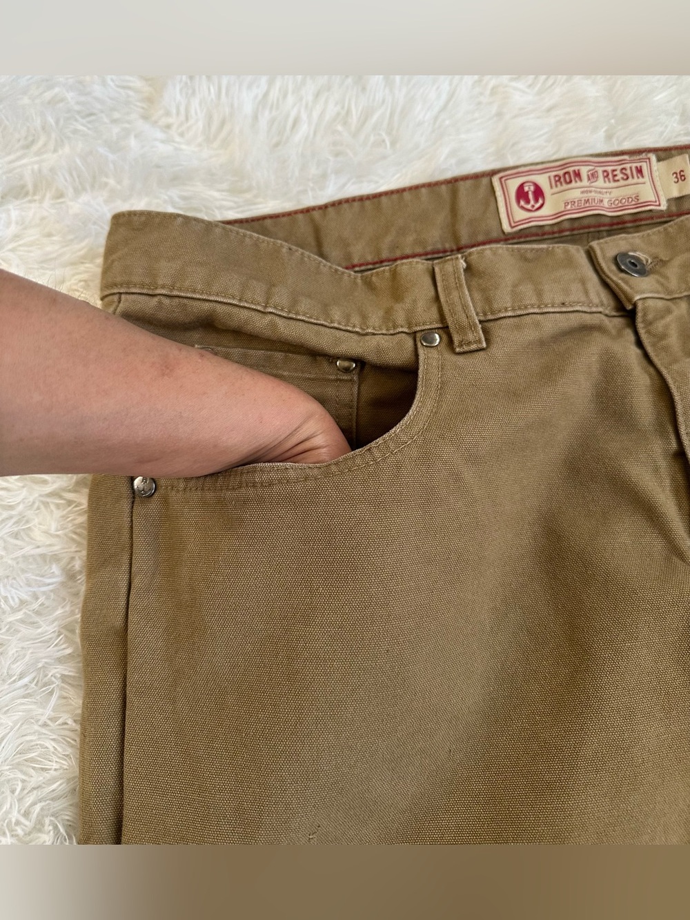Iron & Resin Double Knee Journeyman Pants Mens 36  Canvas Carpenter workwear - Picture 8 of 14